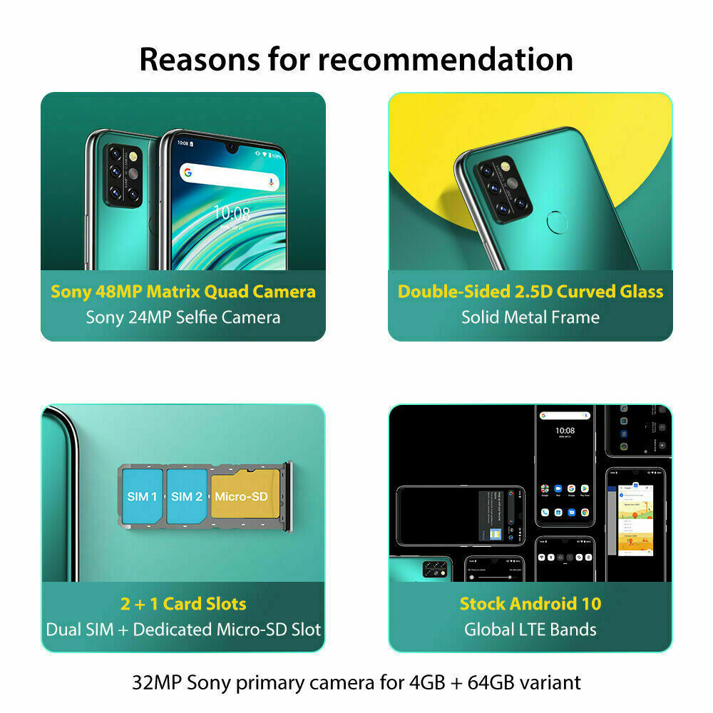 UMIDIGI A9 Pro Global 6.3 inch FHD+ Thermometer 6GB 128GB Android 10 Smartphone
